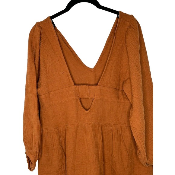 NWT Madewell Womens Midi Dress XS Lightspun V Neck Double Gauze Pockets Brown - Picture 11 of 15